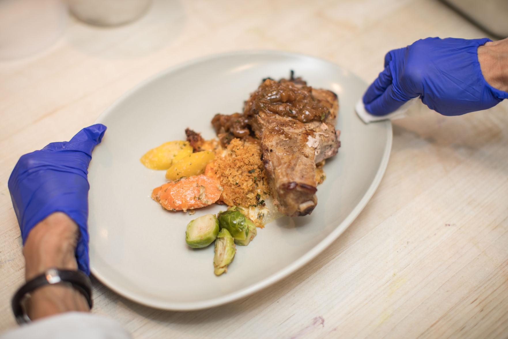 Plating the pork chop